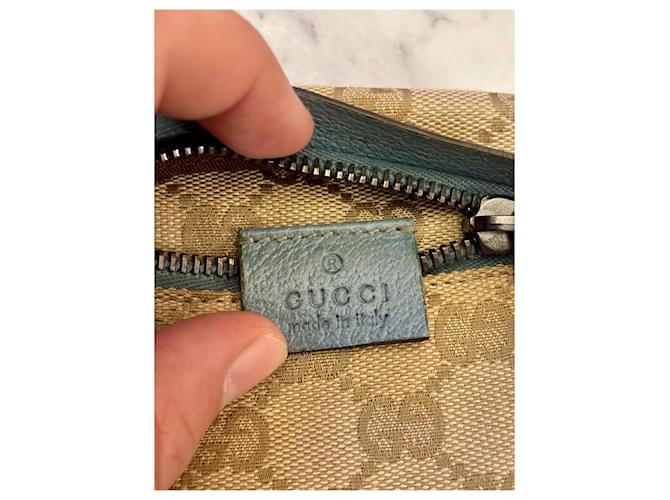 Gucci Belt bag a doppia tasca GG Monogram Web blu Marrone Beige - vista 3