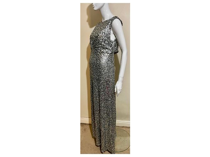 Jenny Packham Abito da sera in paillettes argento "Carrie" - vista 3