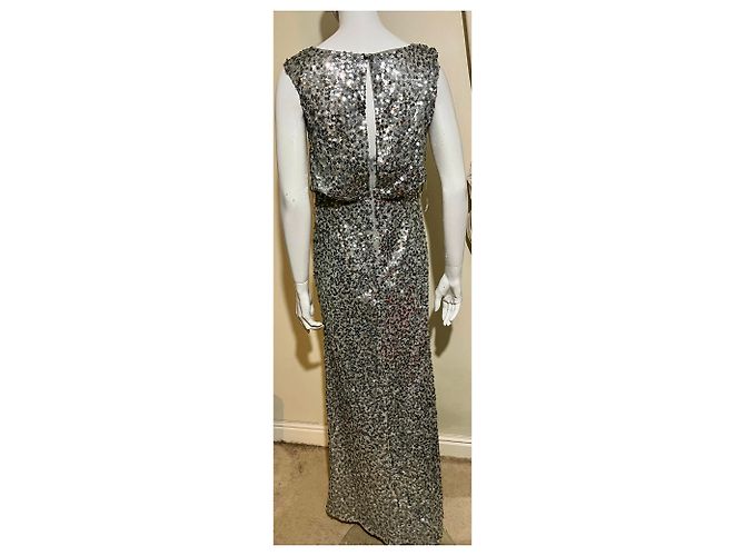 Jenny Packham Abito da sera in paillettes argento "Carrie" - vista 5