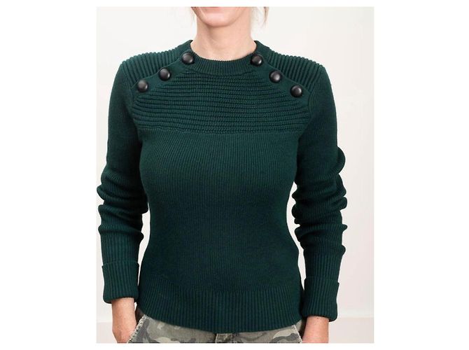 Isabel Marant Etoile Koyle Strickpullover Grün Baumwolle - Ansicht 6
