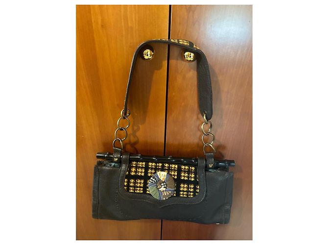 Borsa a mano Kenzo Bamboo in pelle marrone scuro - vista 2