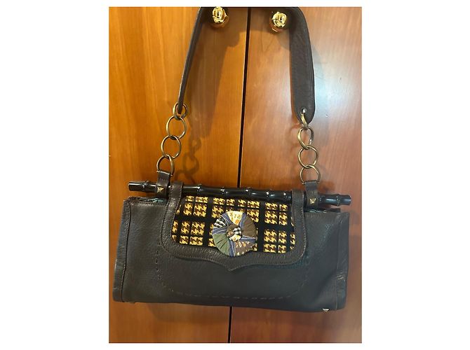 Borsa a mano Kenzo Bamboo in pelle marrone scuro - vista 3