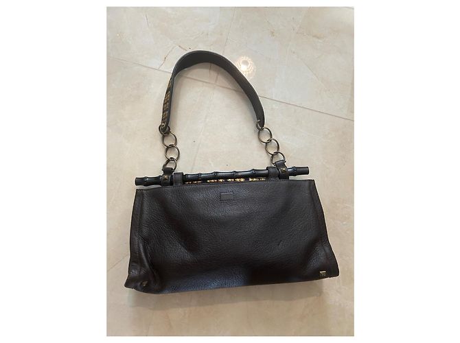 Borsa a mano Kenzo Bamboo in pelle marrone scuro - vista 4