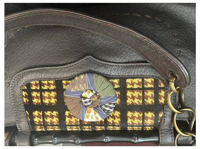 Borsa a mano Kenzo Bamboo in pelle marrone scuro - vista 6