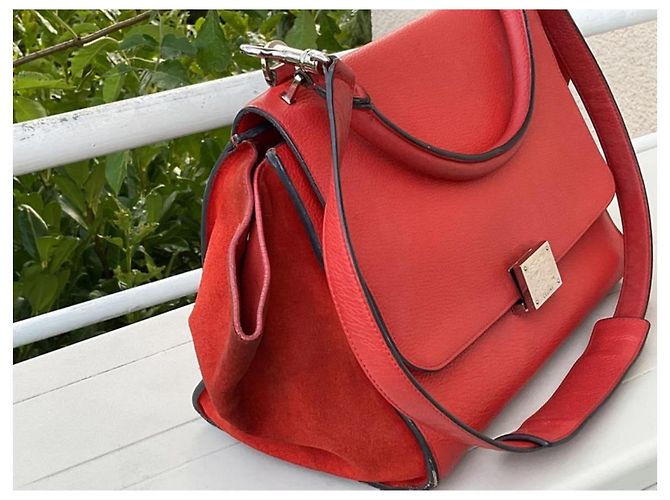 Trapèze Borsa Céline Trapeze in pelle rossa Rosso - vista 11