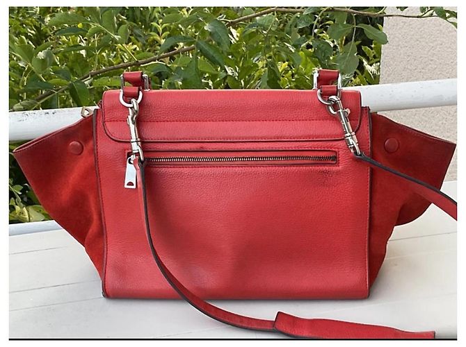 Trapèze Borsa Céline Trapeze in pelle rossa Rosso - vista 13