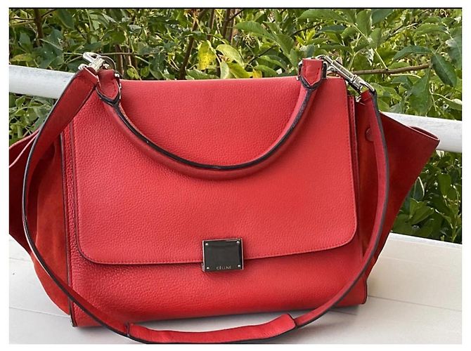 Trapèze Borsa Céline Trapeze in pelle rossa Rosso - vista 14