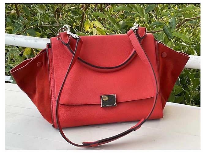 Trapèze Borsa Céline Trapeze in pelle rossa Rosso - vista 9