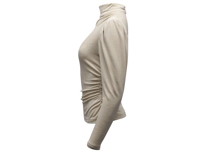A.L.C Joss Top con mangas abullonadas en terciopelo crema Blanco Crudo - vista 2