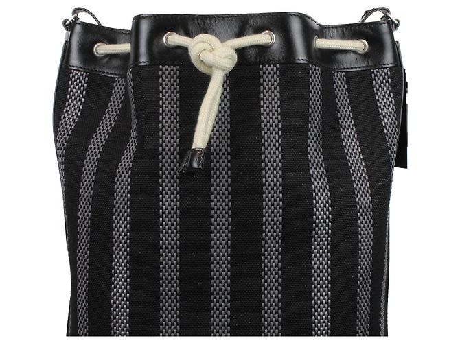 Borsa a secchiello lunga Saint Laurent Nero Grigio antracite - vista 10