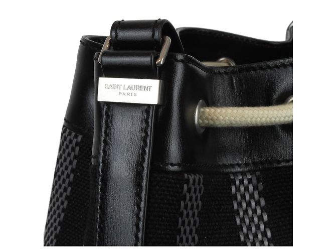 Borsa a secchiello lunga Saint Laurent Nero Grigio antracite - vista 12