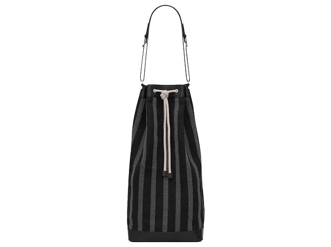 Borsa a secchiello lunga Saint Laurent Nero Grigio antracite - vista 3