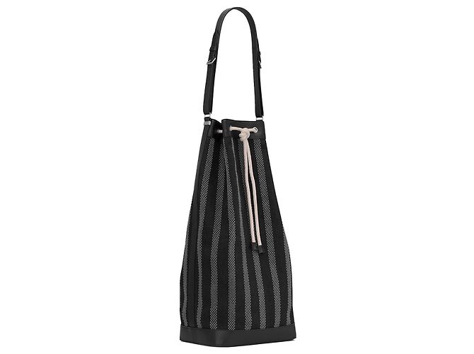 Borsa a secchiello lunga Saint Laurent Nero Grigio antracite - vista 4