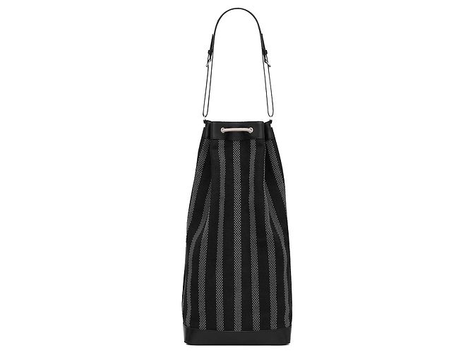 Borsa a secchiello lunga Saint Laurent Nero Grigio antracite - vista 5