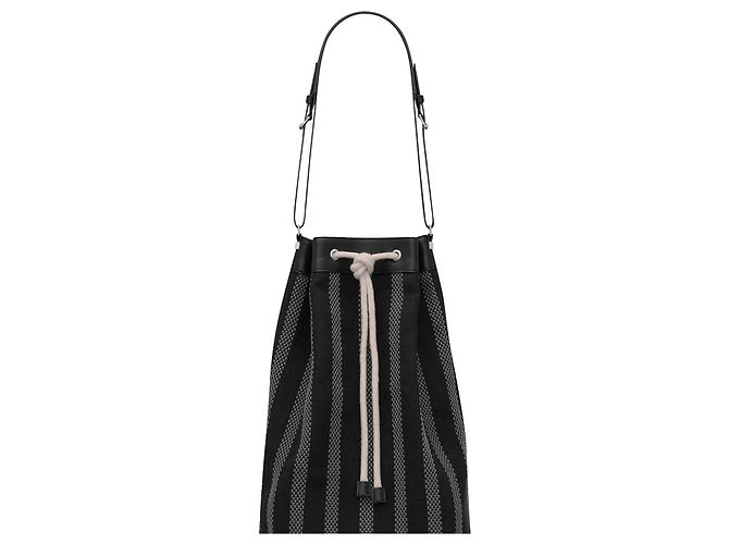 Borsa a secchiello lunga Saint Laurent Nero Grigio antracite - vista 6