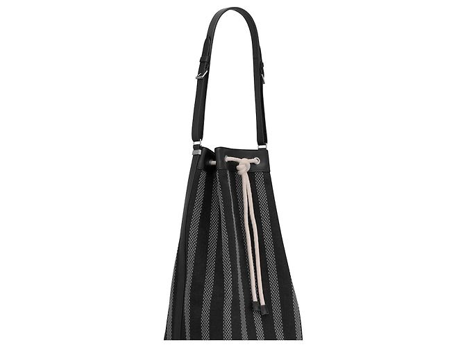 Borsa a secchiello lunga Saint Laurent Nero Grigio antracite - vista 7