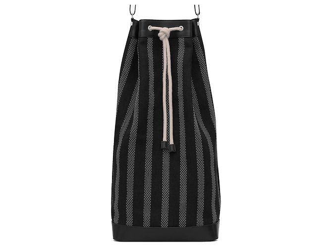 Borsa a secchiello lunga Saint Laurent Nero Grigio antracite - vista 8