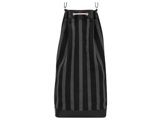 Borsa a secchiello lunga Saint Laurent Nero Grigio antracite - vista 9