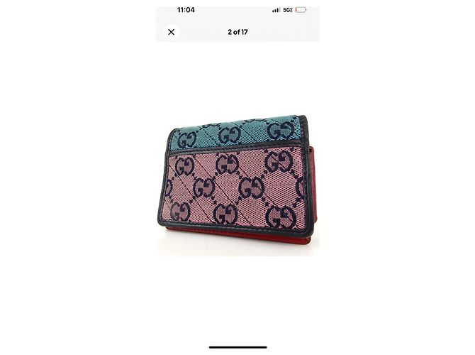 Marmont Billetera compacta bi-fold Gucci GG Jaquard Roja Azul - vista 2