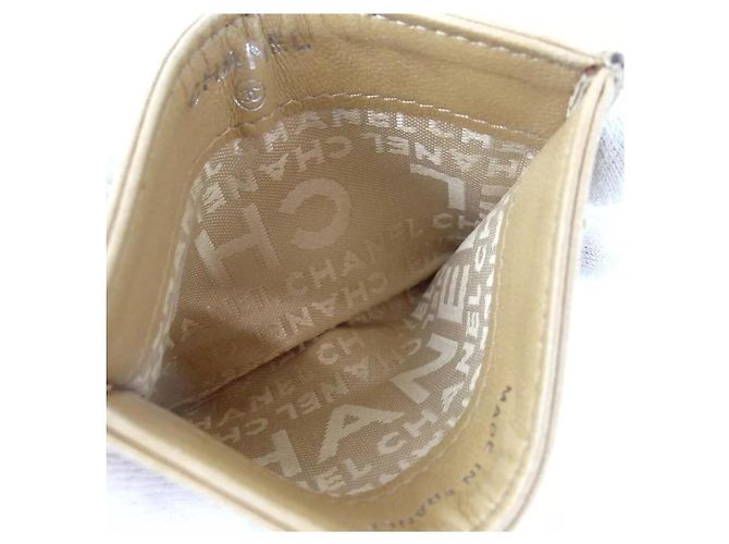 Estuche para tarjetas Icon line de piel de cordero beige CHANEL - vista 2