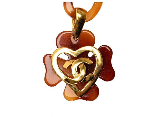 Kettengürtel mit vierblättrigem Kleeblatt-Motiv und Coco-Herz von Chanel Braun - Ansicht 3