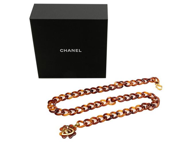 Kettengürtel mit vierblättrigem Kleeblatt-Motiv und Coco-Herz von Chanel Braun - Ansicht 6