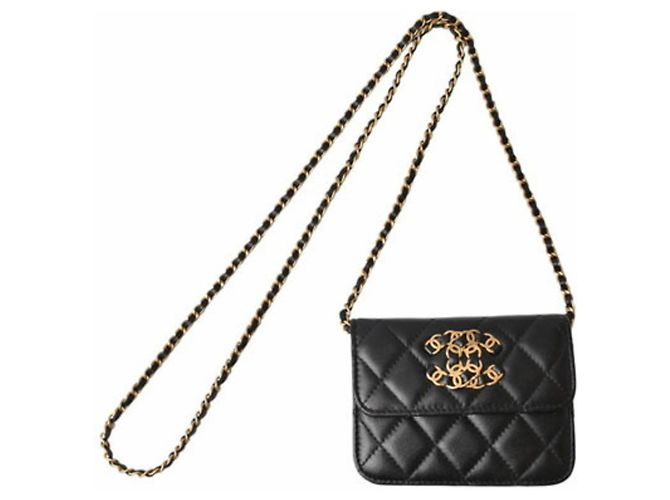 Wallet On Chain Cartera Chanel Con Cadena Negro - vista 4