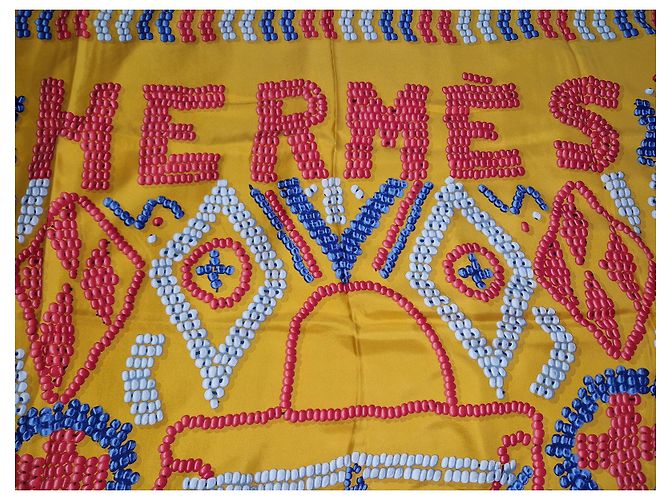 grande quadrato Hermès Kelly in perle Multicolore - vista 5