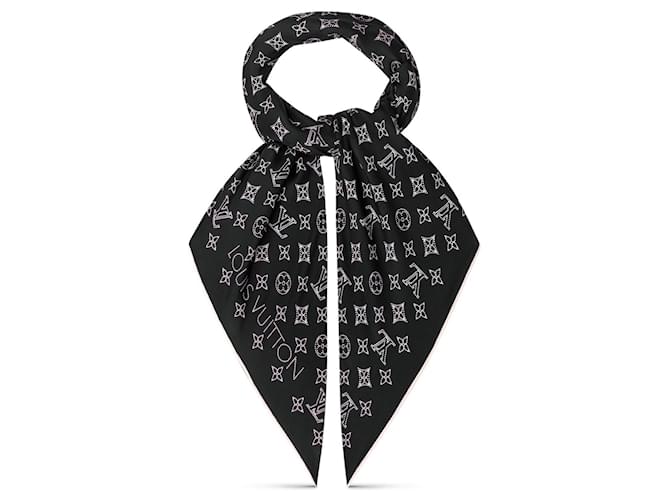Sciarpa Louis Vuitton Mahina Monogram in seta nera Nero - vista 3