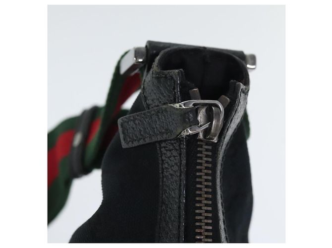 Borsa a spalla GUCCI GG Canvas Web Sherry Line Nera Rossa 181092 Auth bs18559 - vista 10