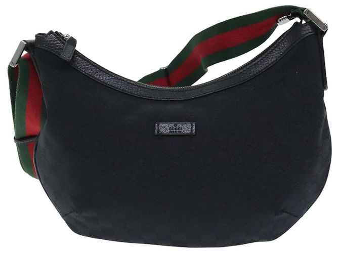 Borsa a spalla GUCCI GG Canvas Web Sherry Line Nera Rossa 181092 Auth bs18559 - vista 13