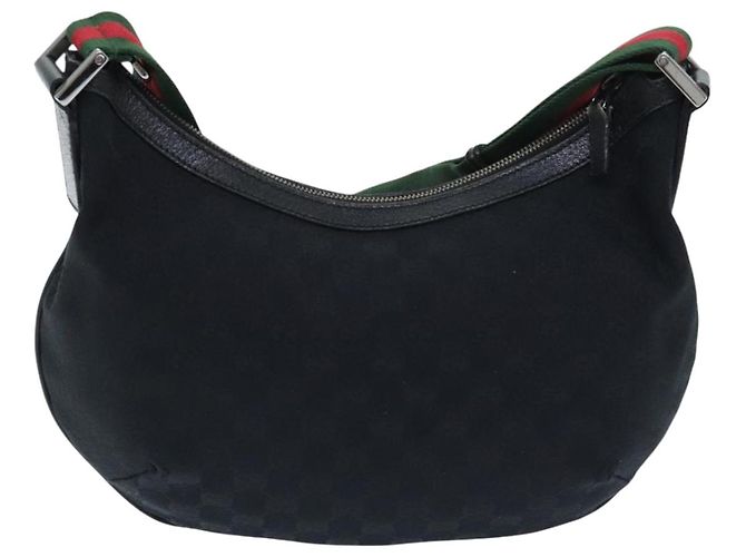 Borsa a spalla GUCCI GG Canvas Web Sherry Line Nera Rossa 181092 Auth bs18559 - vista 2