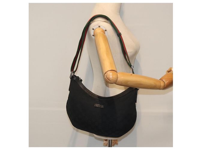 Borsa a spalla GUCCI GG Canvas Web Sherry Line Nera Rossa 181092 Auth bs18559 - vista 21