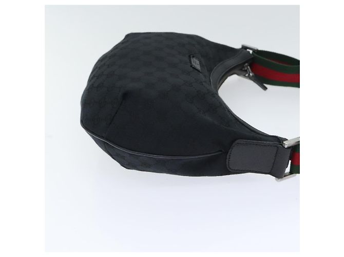 Borsa a spalla GUCCI GG Canvas Web Sherry Line Nera Rossa 181092 Auth bs18559 - vista 3