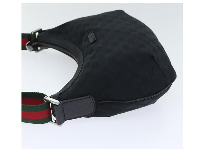 Borsa a spalla GUCCI GG Canvas Web Sherry Line Nera Rossa 181092 Auth bs18559 - vista 4