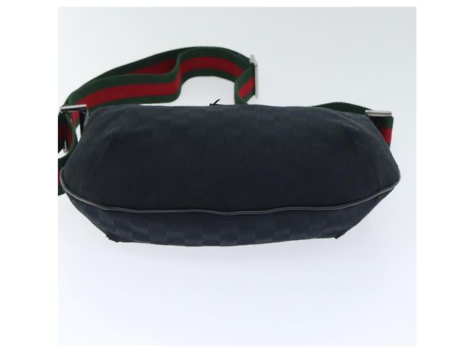 Borsa a spalla GUCCI GG Canvas Web Sherry Line Nera Rossa 181092 Auth bs18559 - vista 5