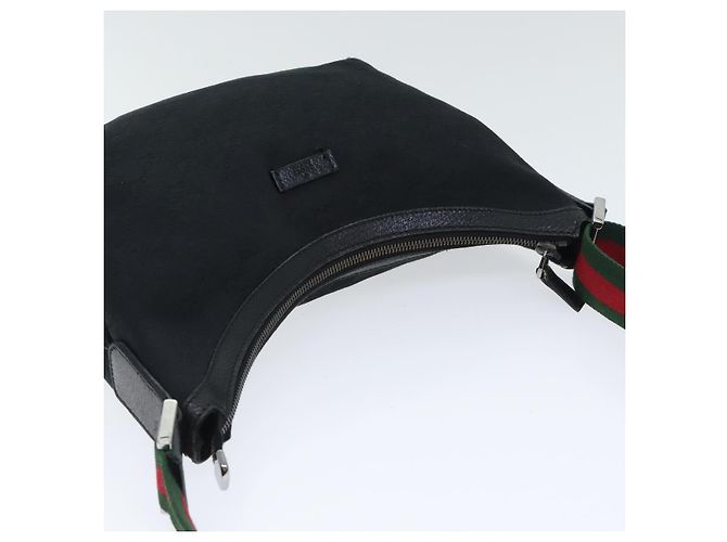 Borsa a spalla GUCCI GG Canvas Web Sherry Line Nera Rossa 181092 Auth bs18559 - vista 6