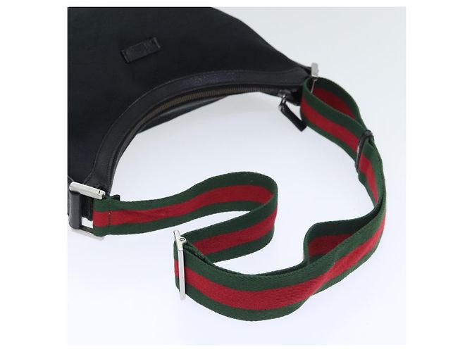 Borsa a spalla GUCCI GG Canvas Web Sherry Line Nera Rossa 181092 Auth bs18559 - vista 7