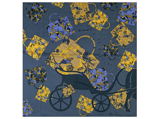 Blaue Hermès Kelly En Caleche Seidenschal - Ansicht 2