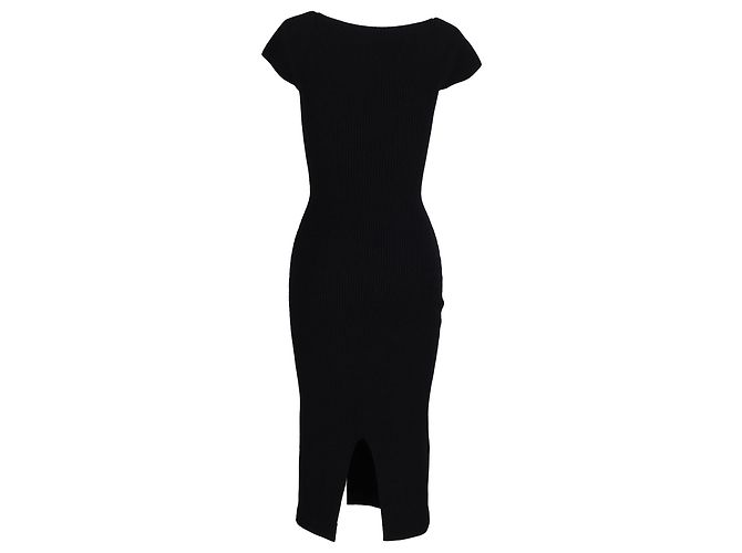 Vestido midi de lana negra Khaite Allegra con escote en forma de corazón - vista 3