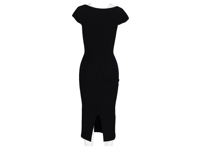 Vestido midi de lana negra Khaite Allegra con escote en forma de corazón - vista 6
