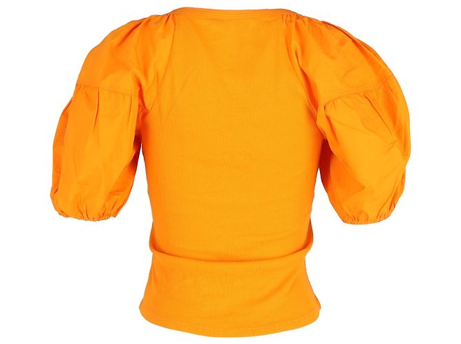 Camiseta de cuello redondo de manga corta Ulla Johnson en algodón naranja Coral - vista 3
