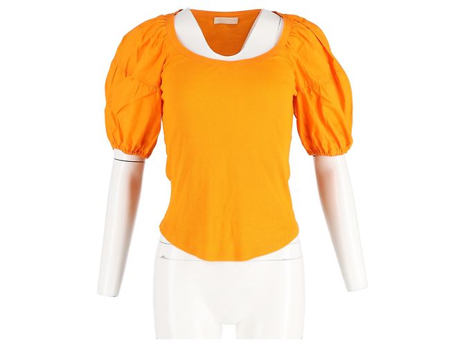 Camiseta de cuello redondo de manga corta Ulla Johnson en algodón naranja Coral - vista 4