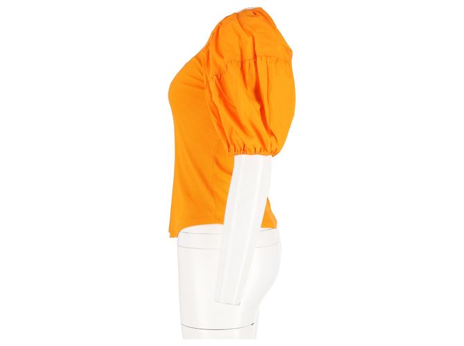 Camiseta de cuello redondo de manga corta Ulla Johnson en algodón naranja Coral - vista 5