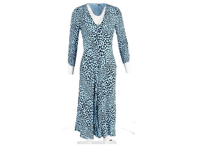 Autre Marque Rixo Katie Vestido de Print Leopardo en Viscosa Azul Azul claro - vista 4