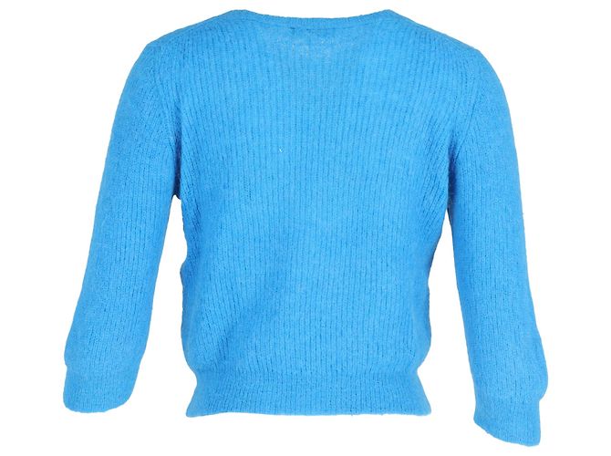 Pull côtelé Maje Marcel en polyamide bleu - vue 3