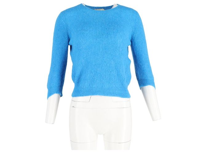 Pull côtelé Maje Marcel en polyamide bleu - vue 4