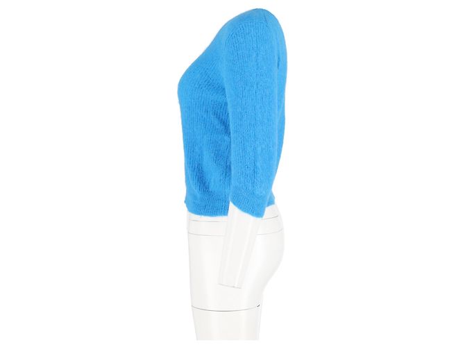 Pull côtelé Maje Marcel en polyamide bleu - vue 5