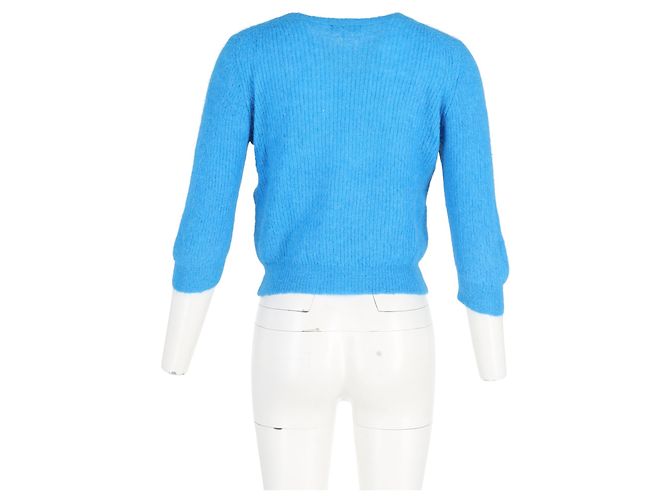 Pull côtelé Maje Marcel en polyamide bleu - vue 6