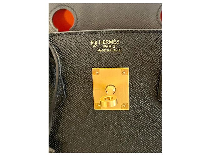 Hermès Birkin 30 Sellier Epsom Nero Arancio Arancione - vista 3